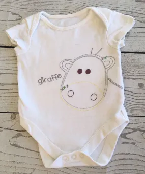 0-3 months M&S White Bodysuit Giraffe