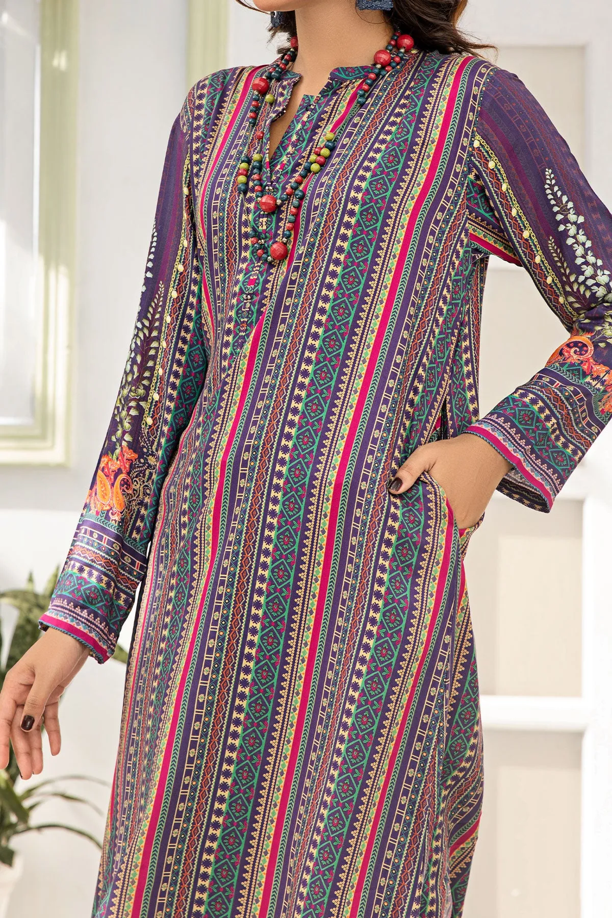 1PIECE DIGITAL PRINT LINEN KURTA  |  DPLK-69