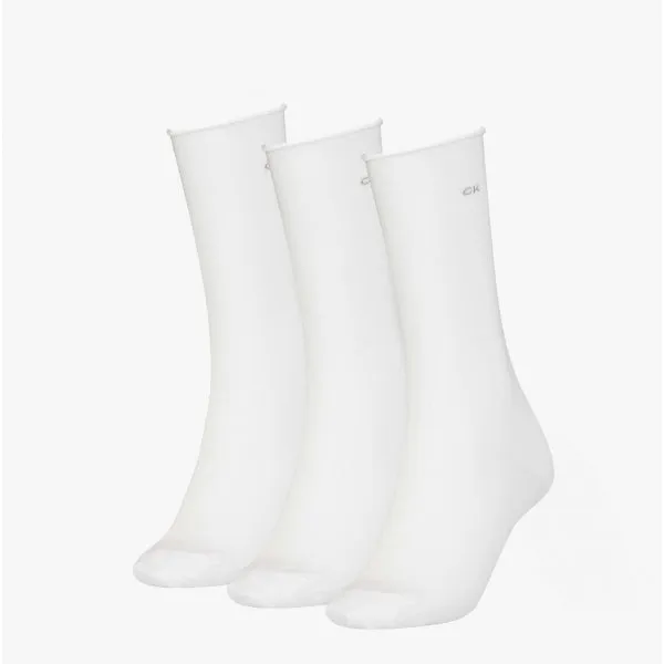 3 Pack Roll Top Womens Socks White