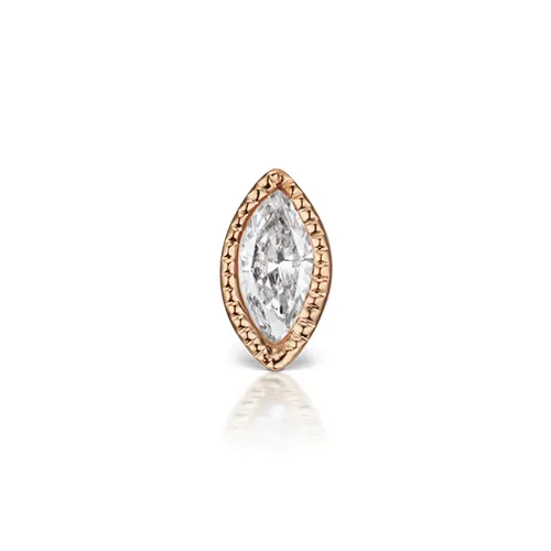 4mm Scalloped Marquise Diamond Threaded Stud by Maria Tash in 14K Rose Gold. Flat Stud.