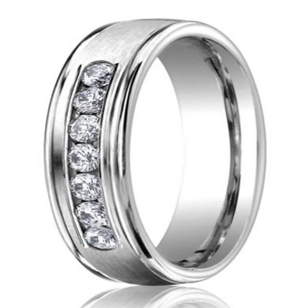 6mm Men’s 950 Platinum Diamond Wedding Ring