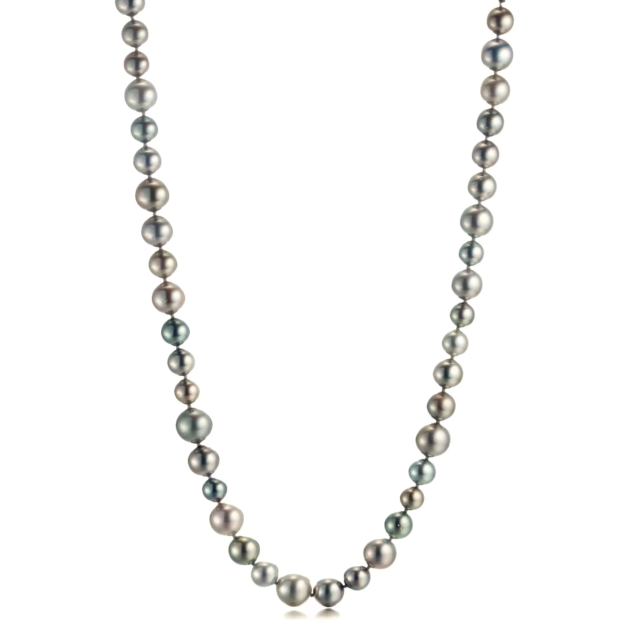 8-13mm Multi-Size Gray Tahitian Pearl Long Necklace