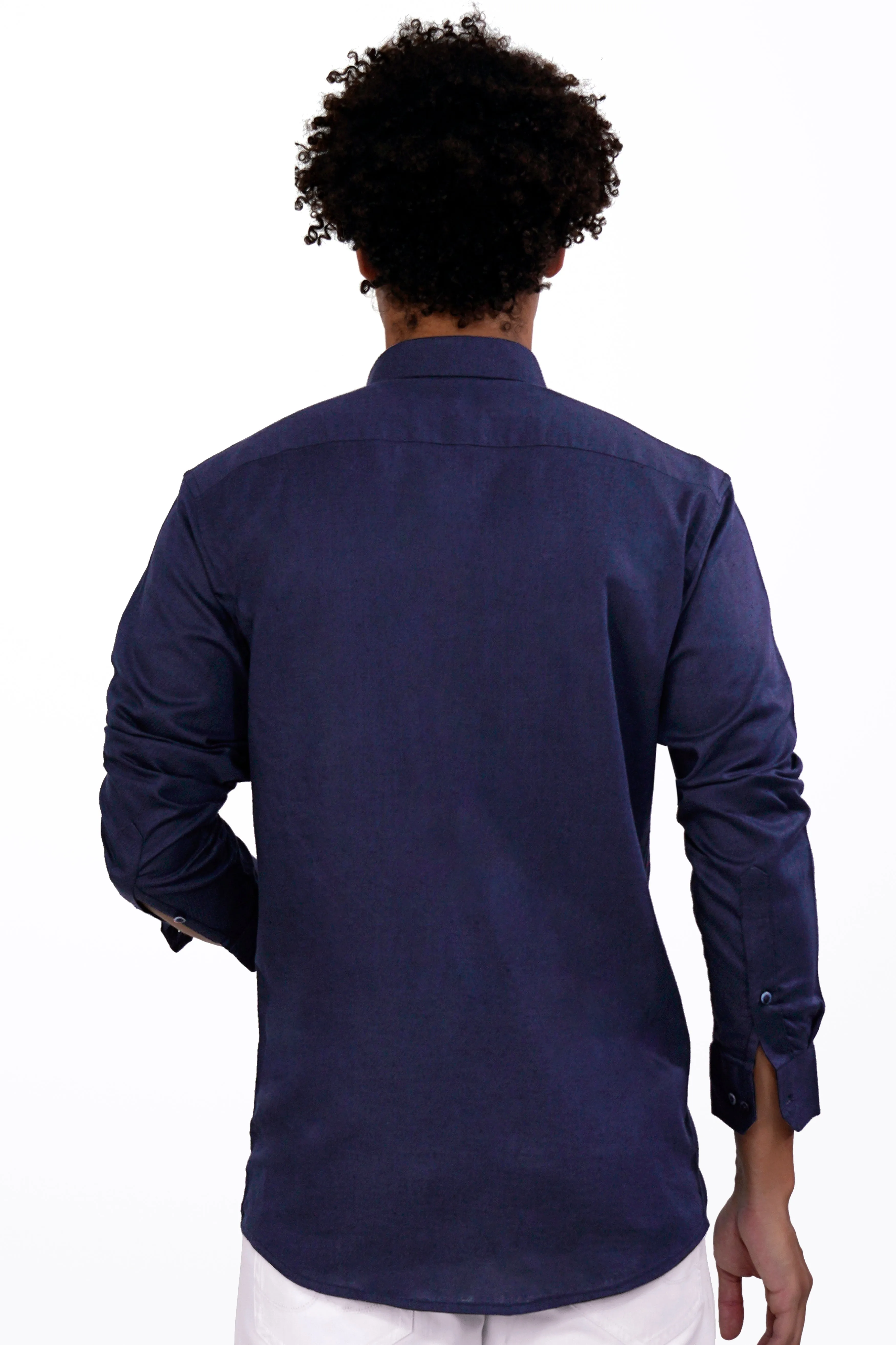 Admiral Blue Hand Painted Luxurious Linen Designer Shirt