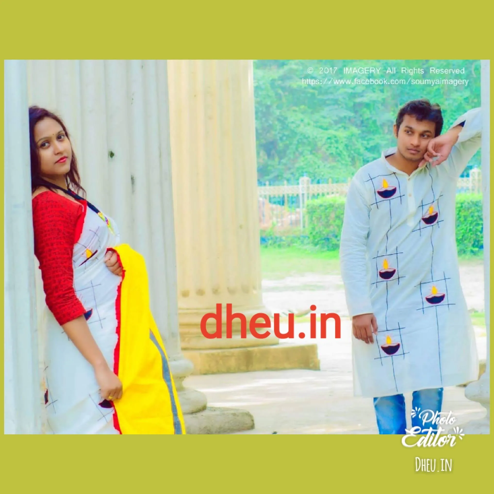 Aguner Porosmoni -Saree-Kurta Cotton Couple Set