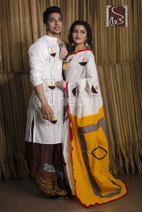 Aguner Porosmoni -Saree-Kurta Cotton Couple Set