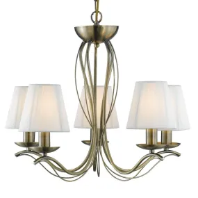 Andretti 5 Light Brass Chandelier Cream String Shades