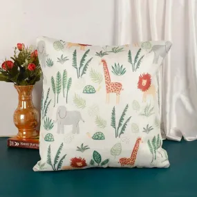 Animal & Plants Printed Polyester Cushion Cover | 16 x 16 Inches