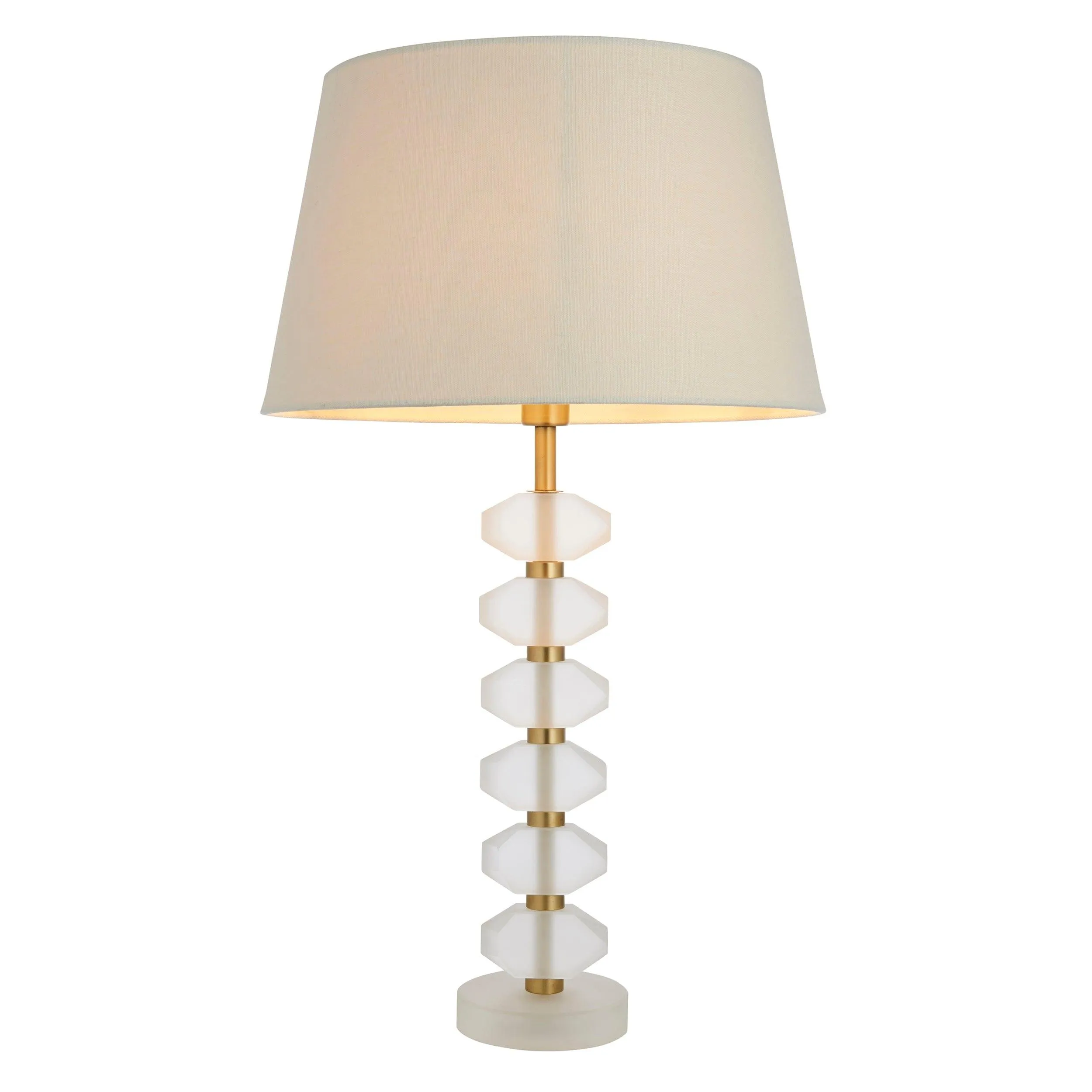 Annabelle Frosted Crystal Glass Table Lamp - Ivory Shade