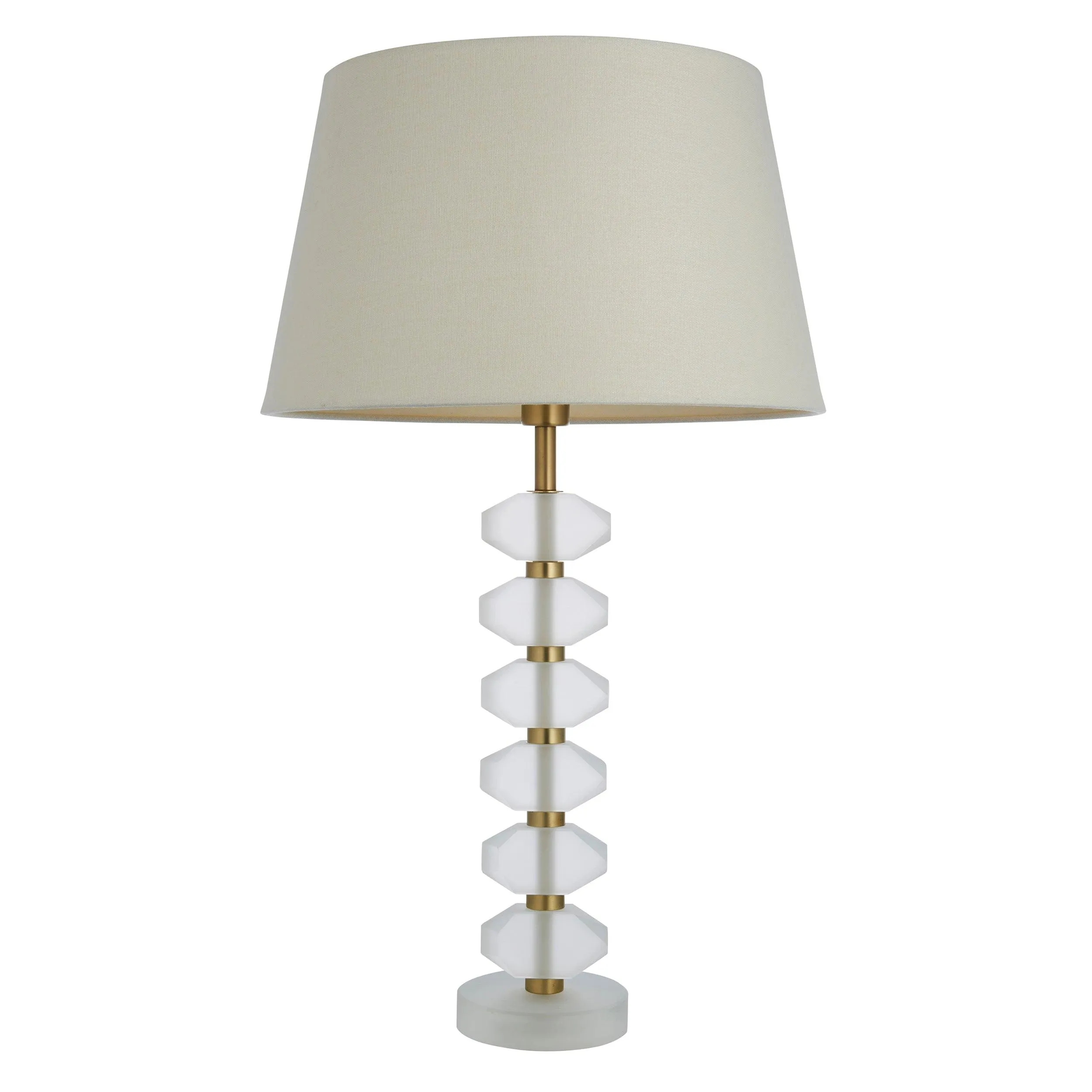 Annabelle Frosted Crystal Glass Table Lamp - Ivory Shade