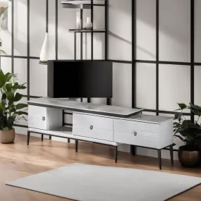 Annalisa Extendable TV Console with Glossy White Jade Stone Top