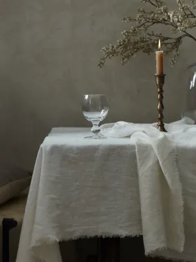 Antique White Linen Tablecloth