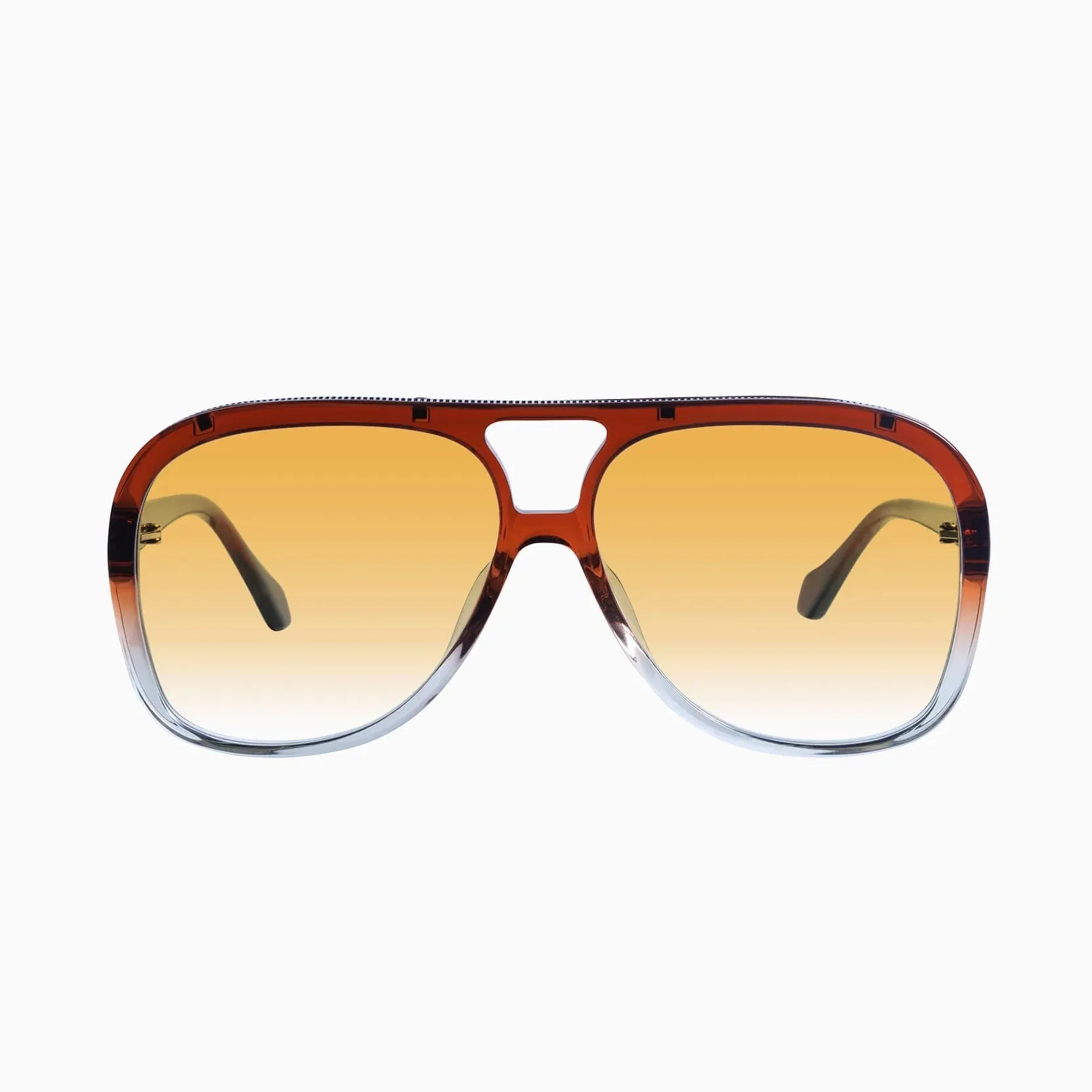 Bang | Sunglasses - Burnt Orange Fade To Crystal w. Gold Metal Trim / Orange Gradient Lens