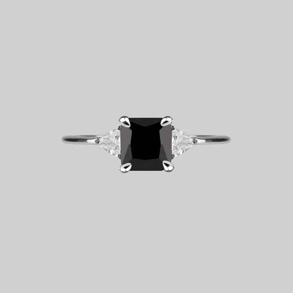 BETROTHAL. Black Spinel Silver Ring