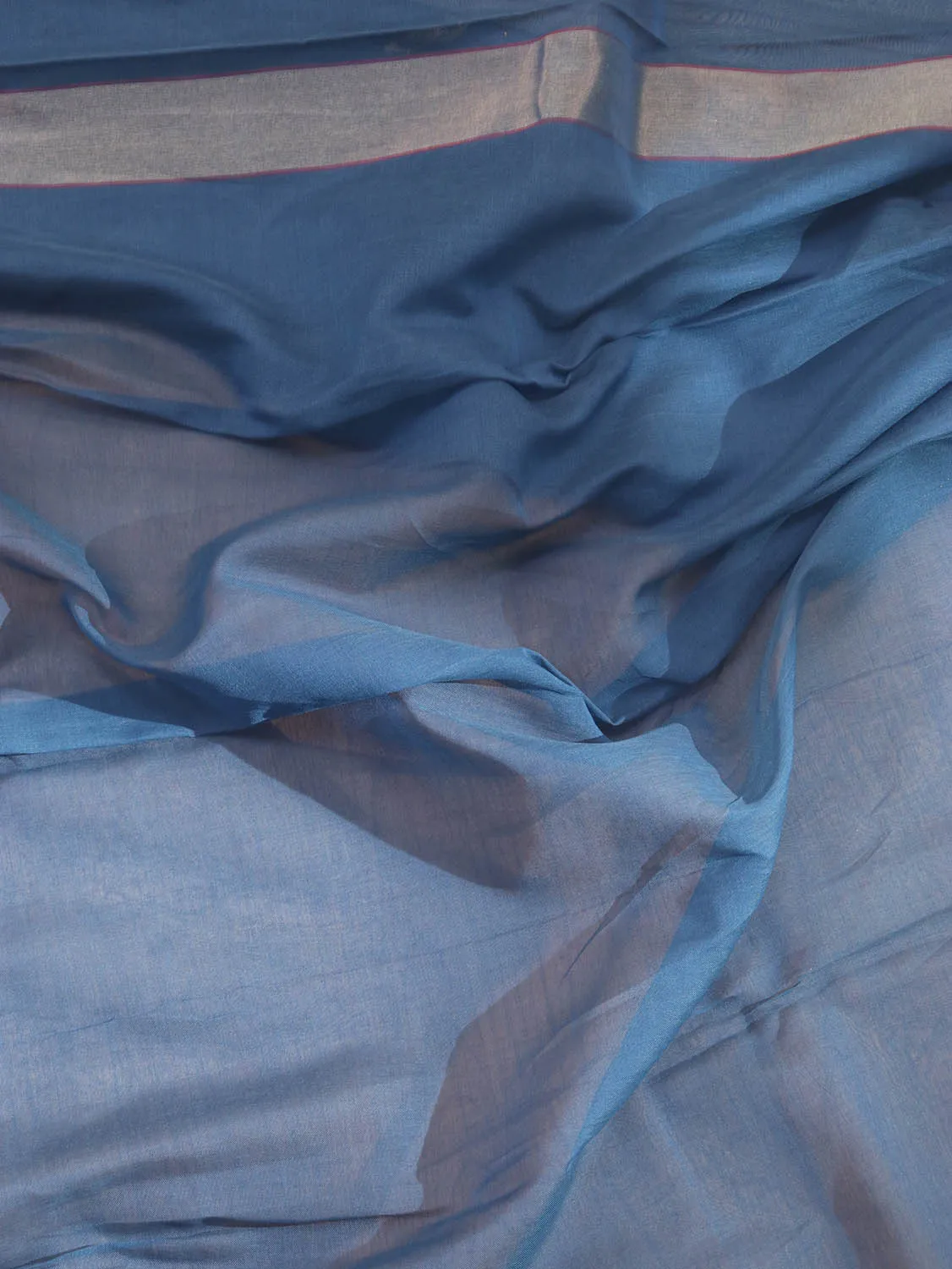 Elegant Blue Banarasi Handloom Pure Cotton Saree with Intricate Detailing