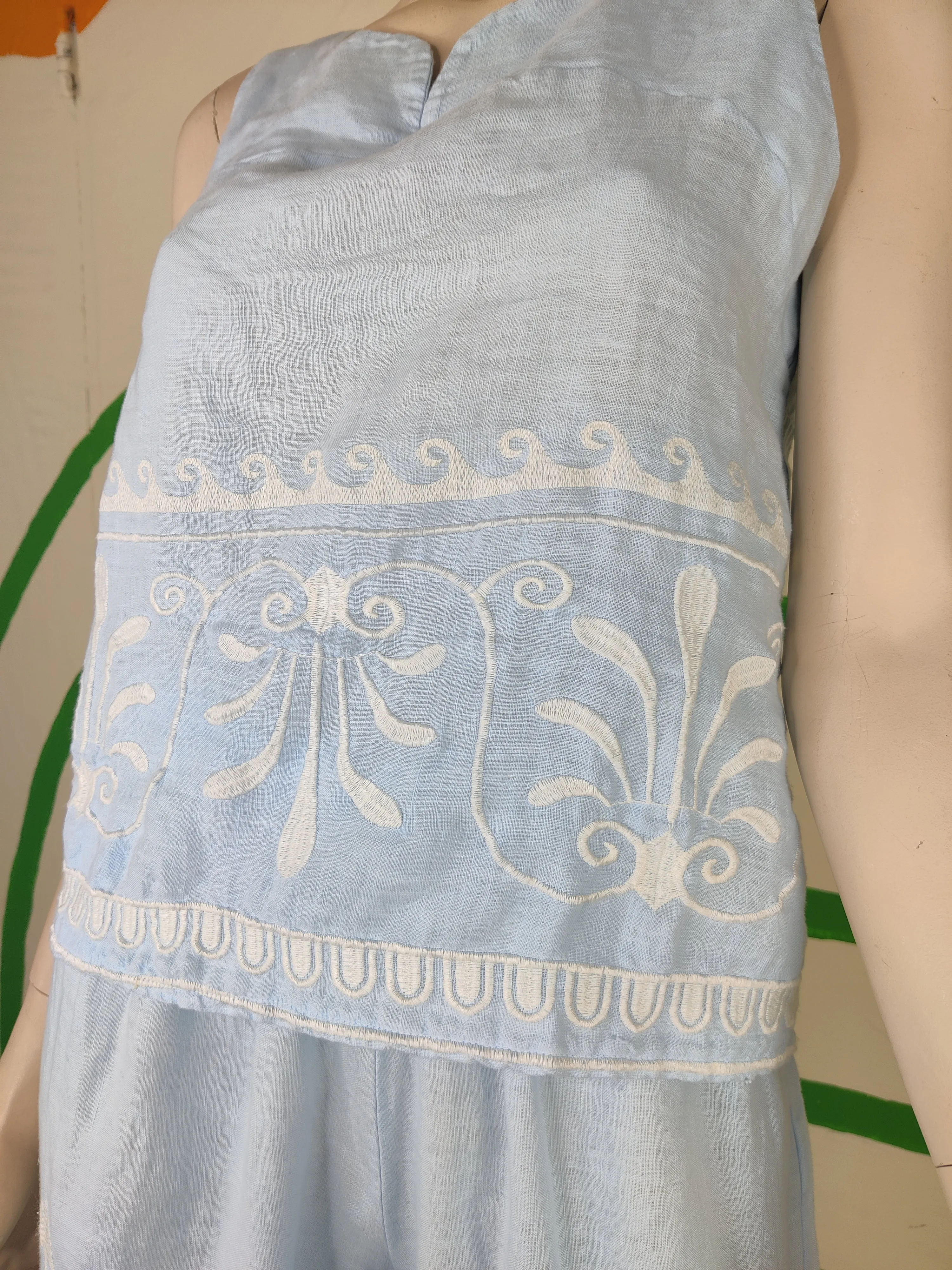 Blue Greek Pattern Blouse