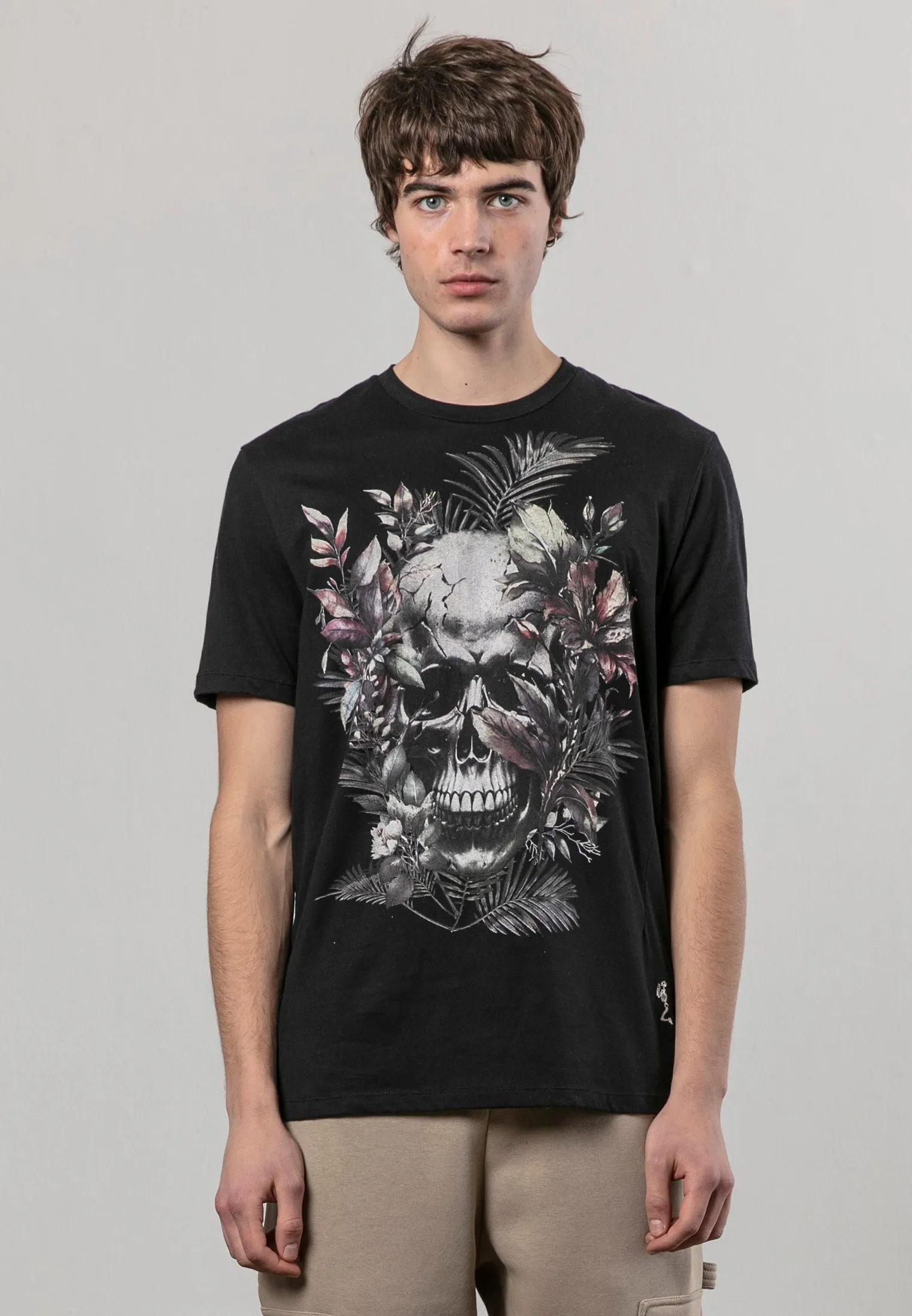 BOTANICAL SKULL T-SHIRT BLACK