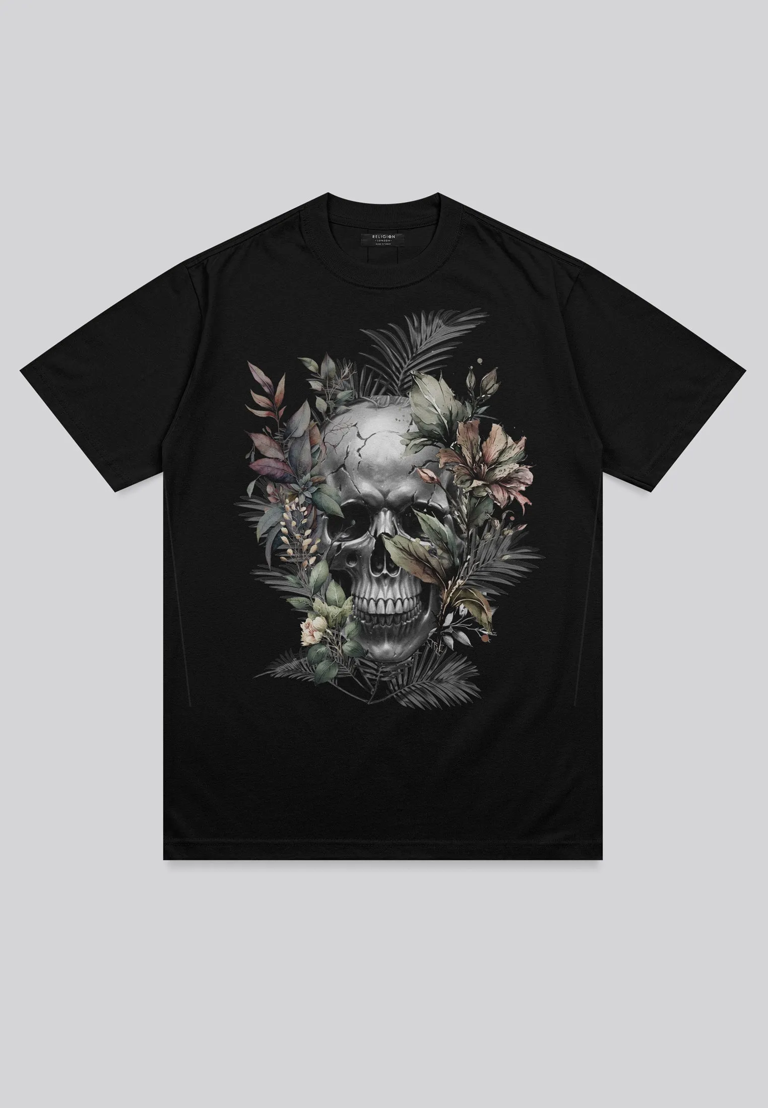 BOTANICAL SKULL T-SHIRT BLACK