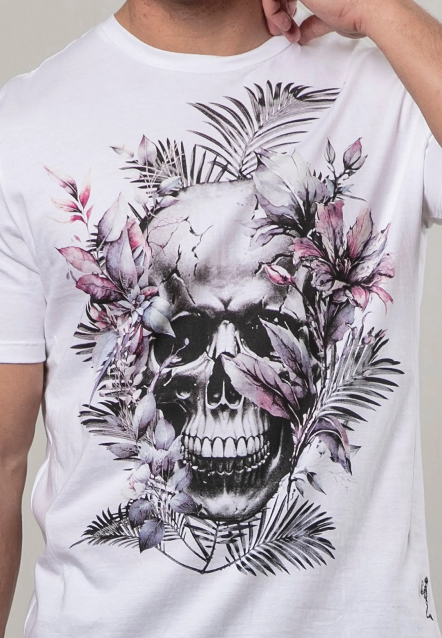 BOTANICAL SKULL T-SHIRT WHITE