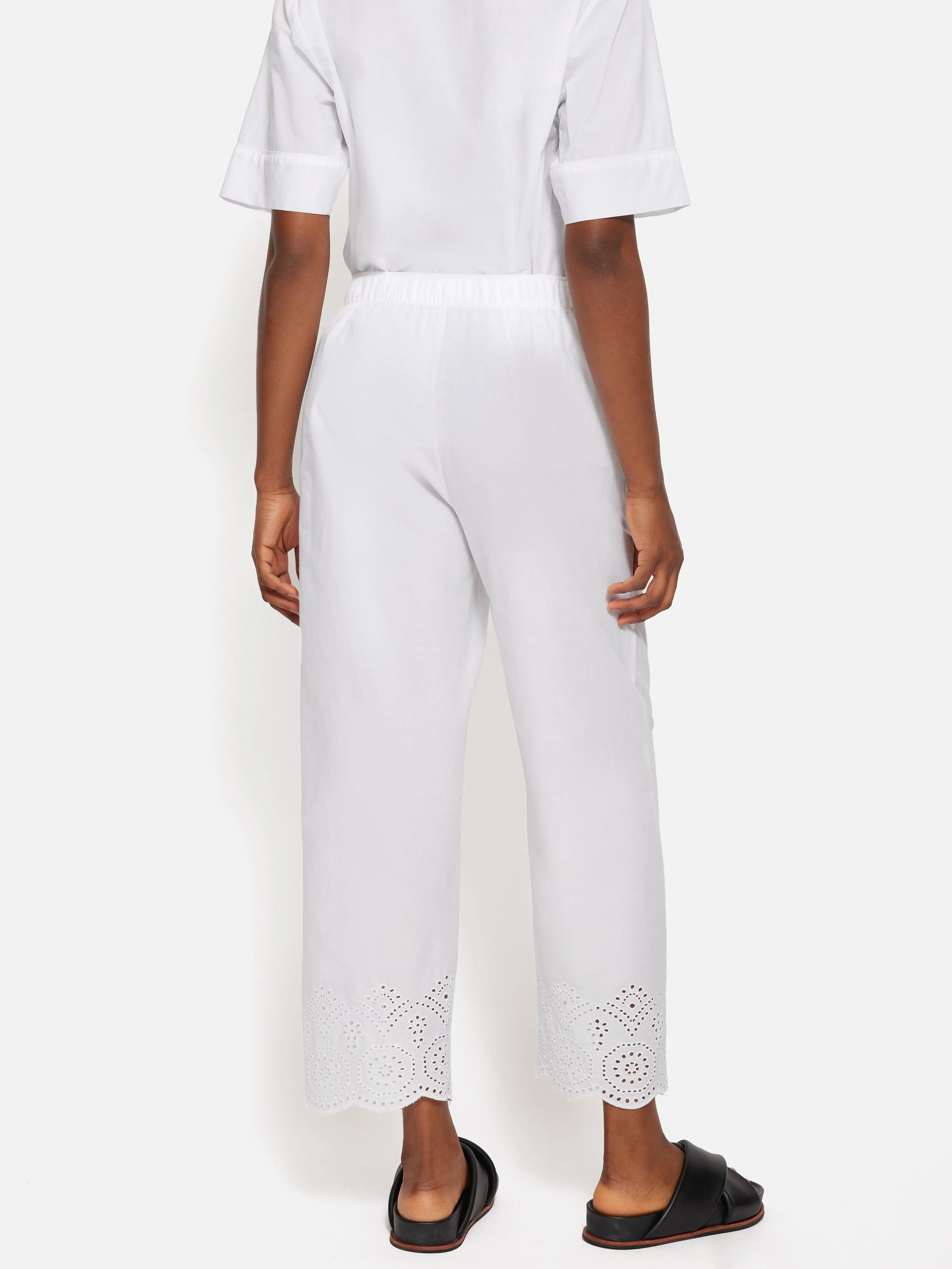 Broderie Anglaise Cropped Pyjama Trouser | White