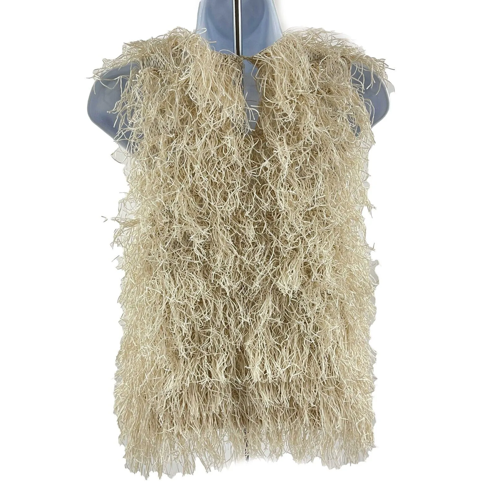 Brunello Cucinelli - Fringed Knit Cotton Sleeveless Blouse - Size M S