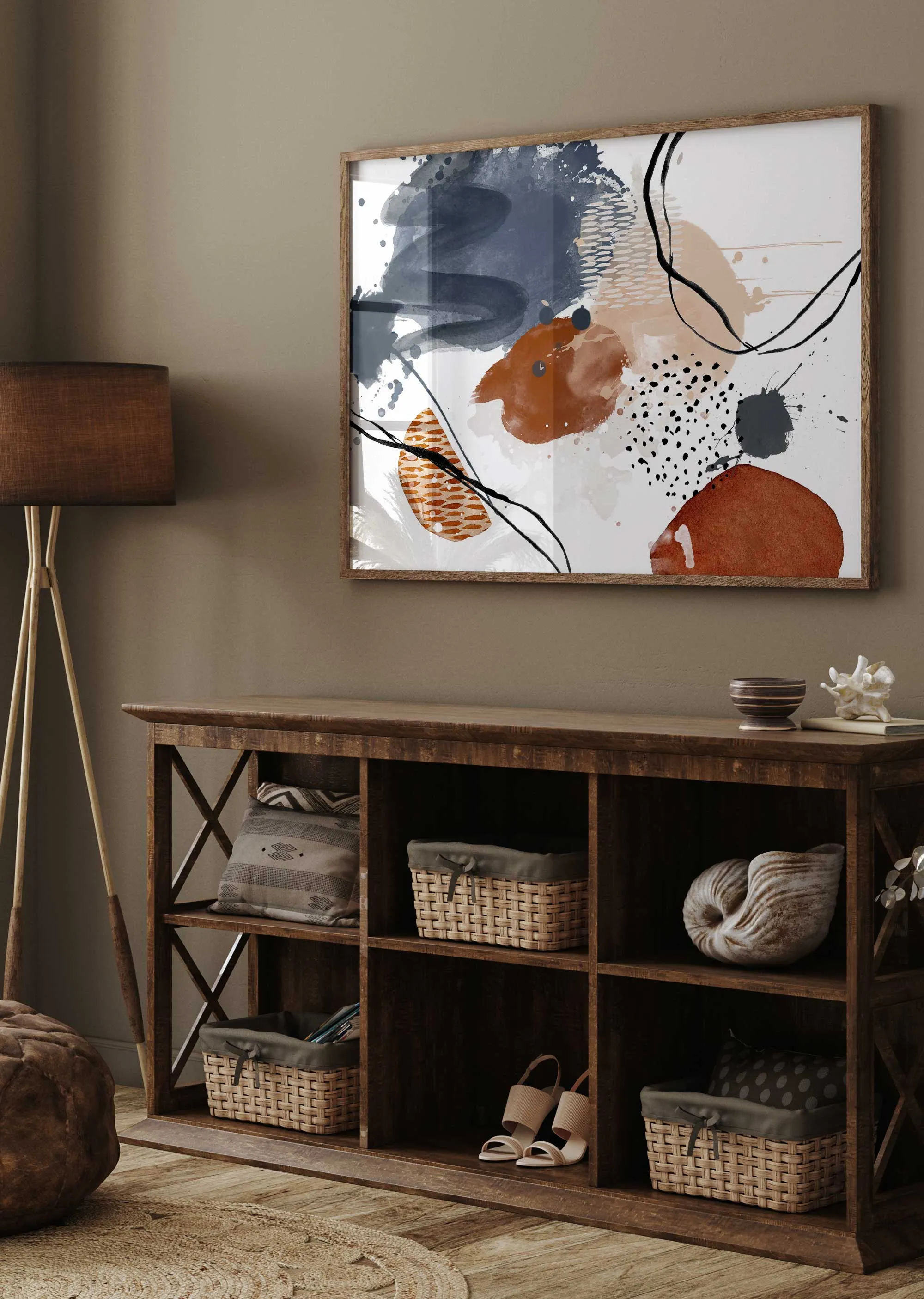 Burnt Orange Abstract Wall Art Print (6)