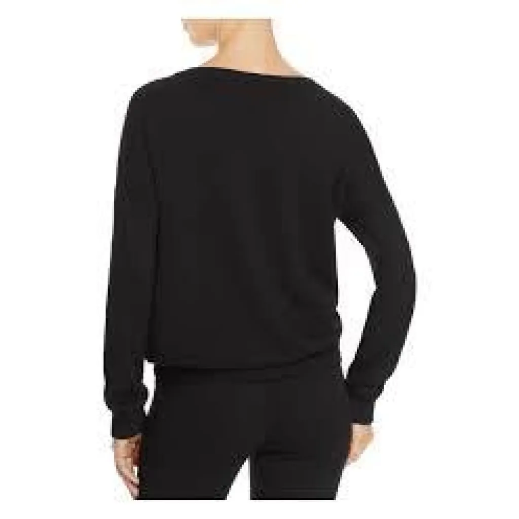 Calvin Klein QS5730 Pure Knits Long Sleeve Lounge Top LARGE Black NWT