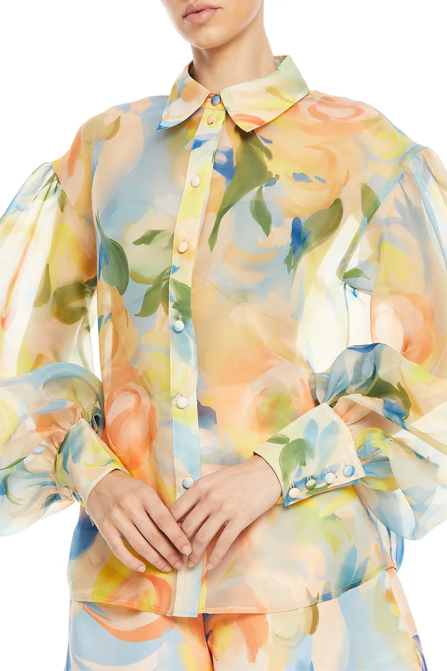 Celeste Floral Balloon Sleeves Blouse