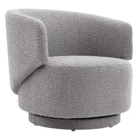 Celestia Boucle Fabric Fabric and Wood Swivel Chair By Modway - EEI-6357 - Light Gray