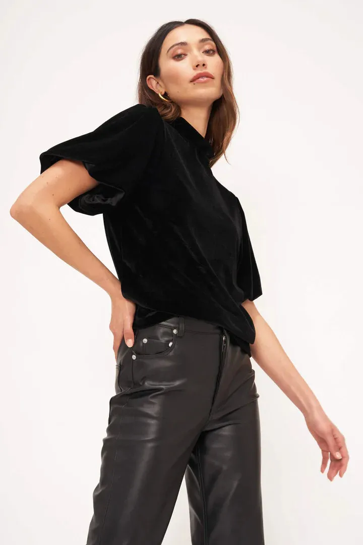 Channing Velvet Bubble Sleeve Tee | Black