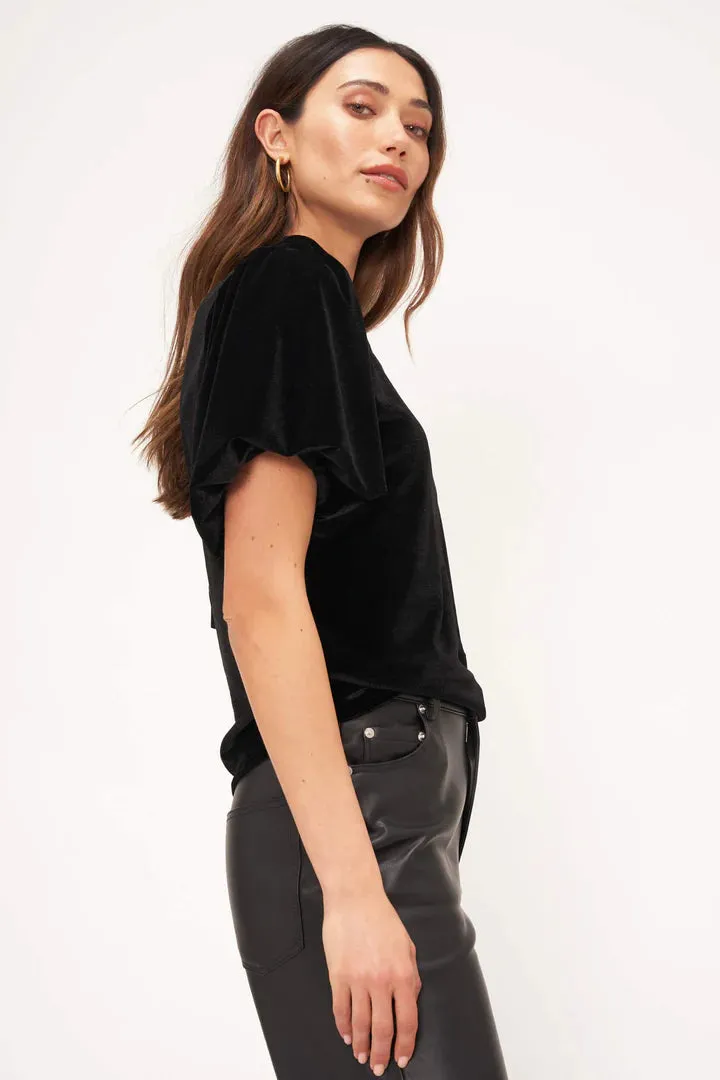 Channing Velvet Bubble Sleeve Tee | Black