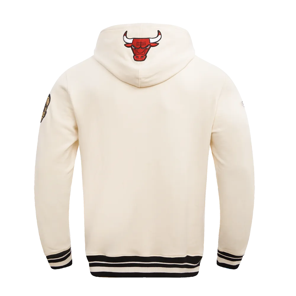 Retro Classic Fleece Pullover Hoodie in Eggshell Black for Chicago Bulls