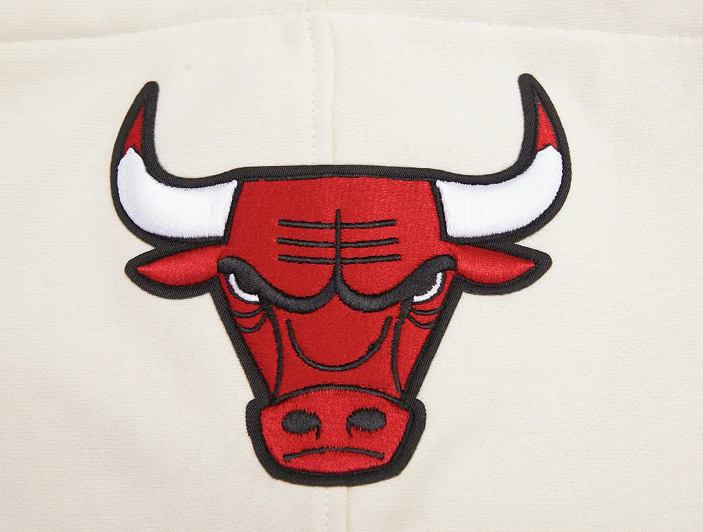 Retro Classic Fleece Pullover Hoodie in Eggshell Black for Chicago Bulls