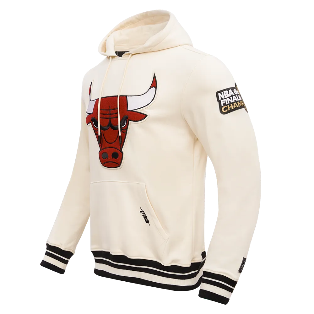 Retro Classic Fleece Pullover Hoodie in Eggshell Black for Chicago Bulls