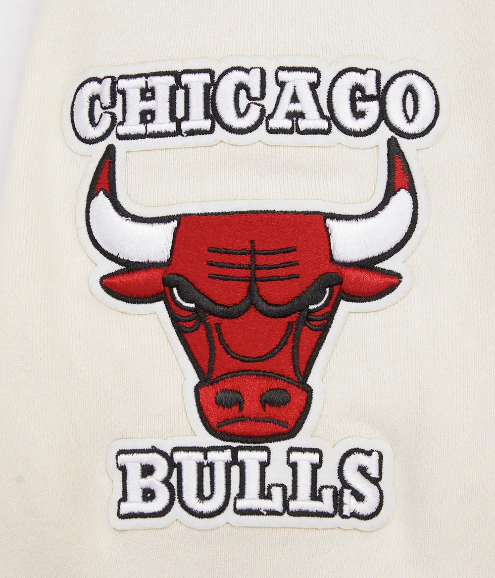 Retro Classic Fleece Pullover Hoodie in Eggshell Black for Chicago Bulls