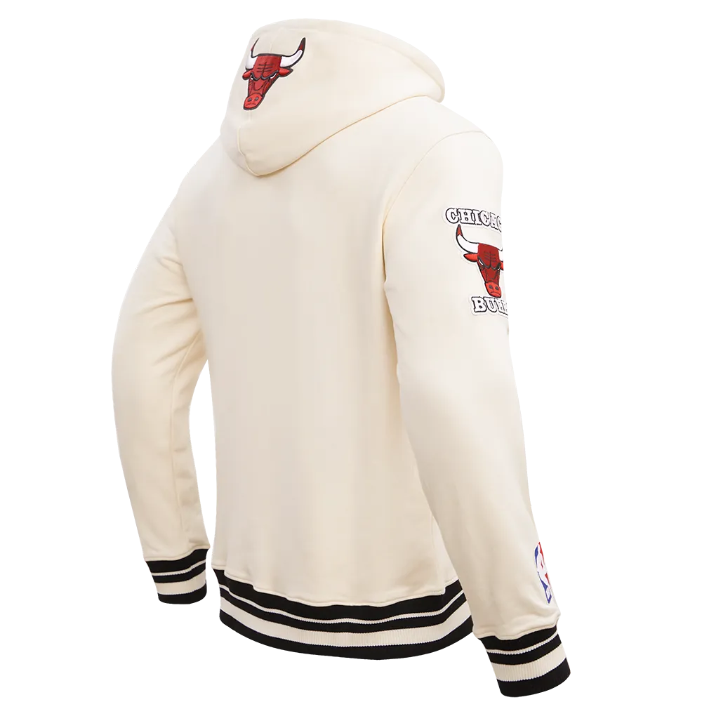 Retro Classic Fleece Pullover Hoodie in Eggshell Black for Chicago Bulls