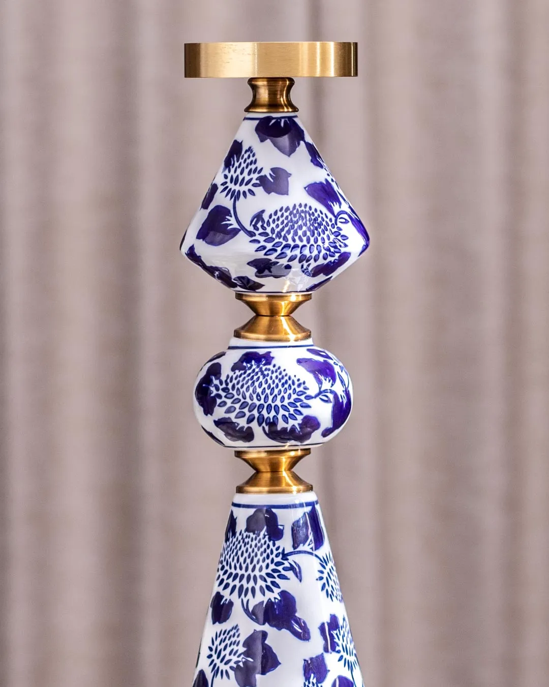 'Chrysanthemum' Ming Pillar Candle Holder - Large