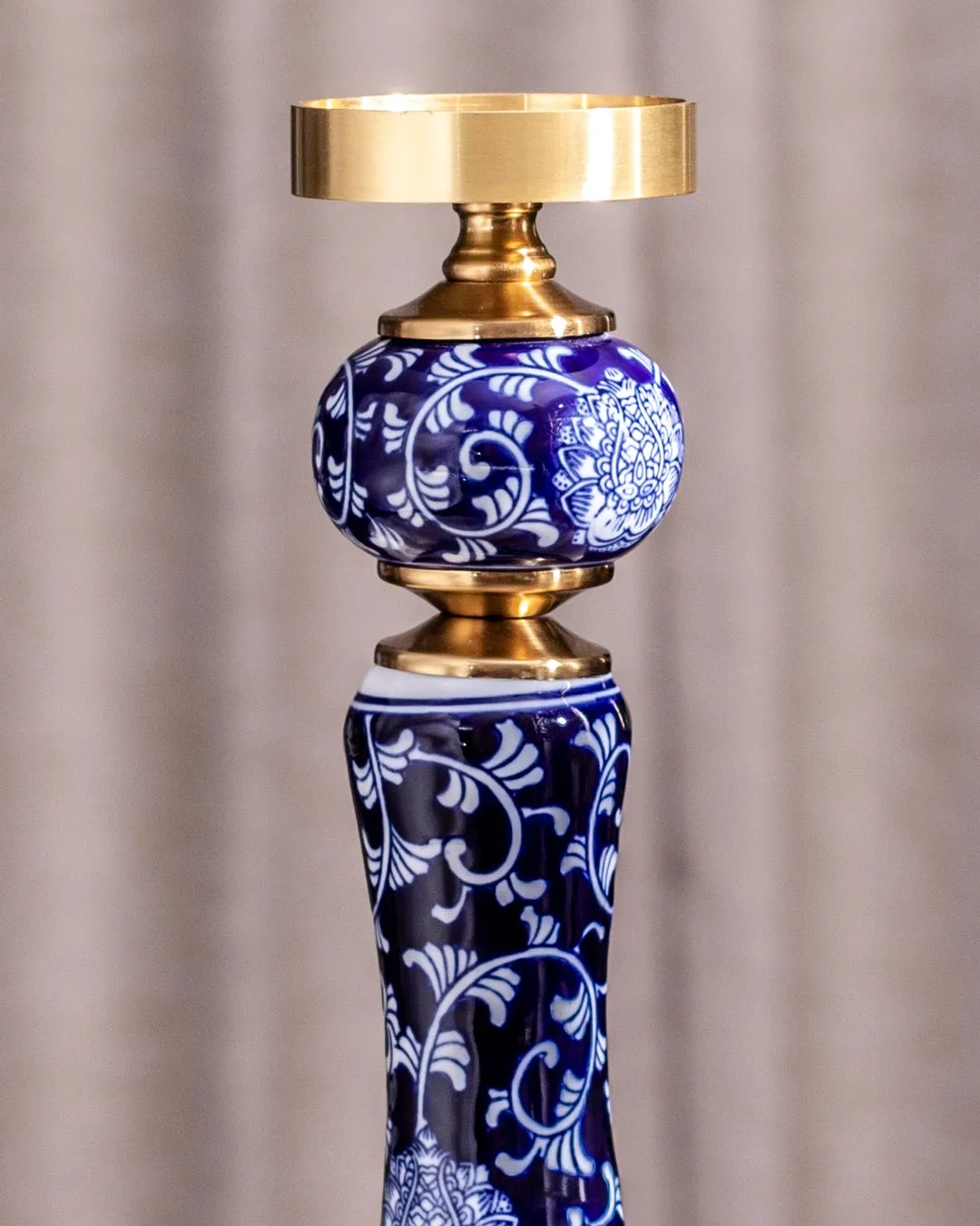 'Chrysanthemum' Ming Pillar Candle Holder - Small