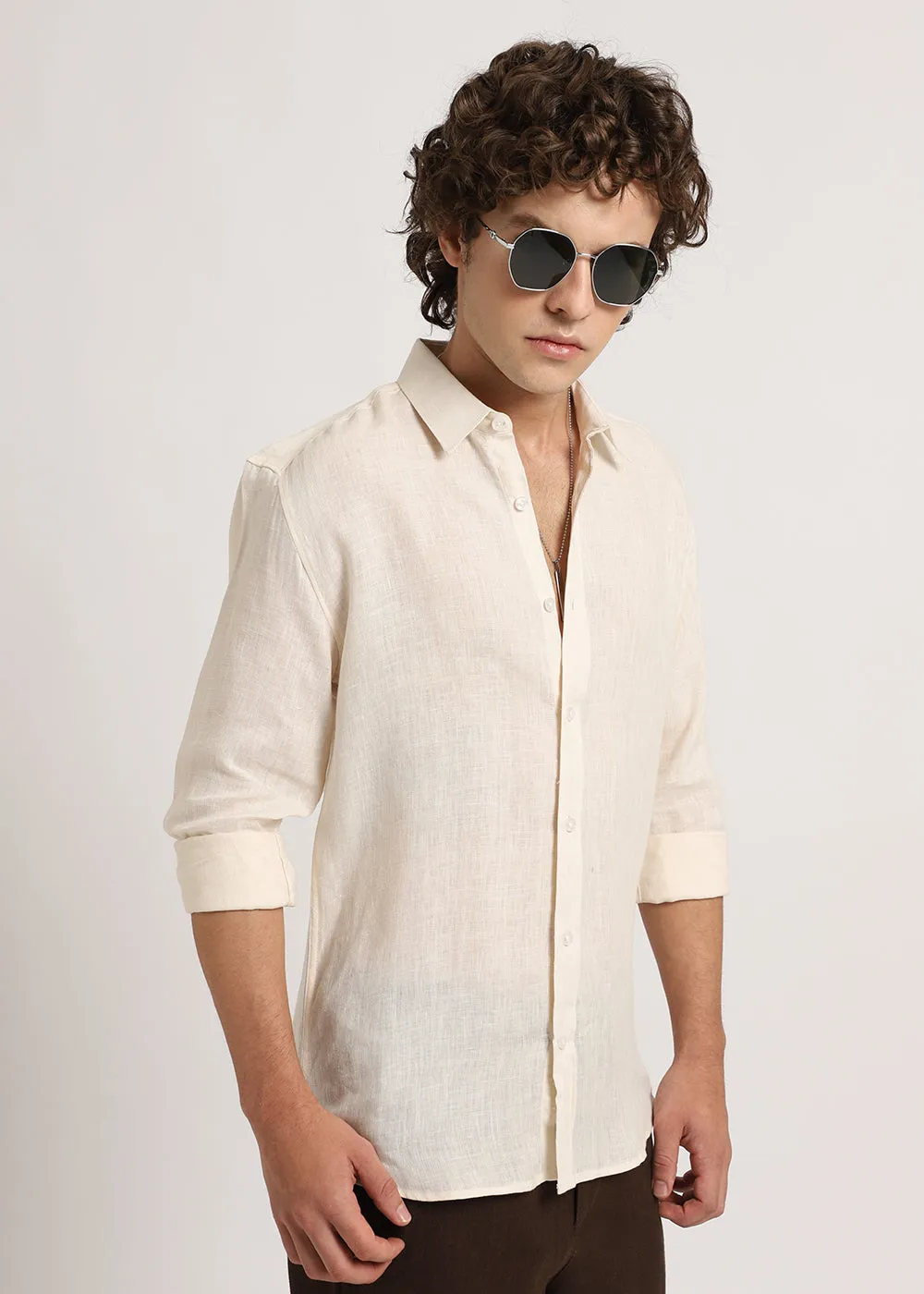 Classic Cream Linen Shirt