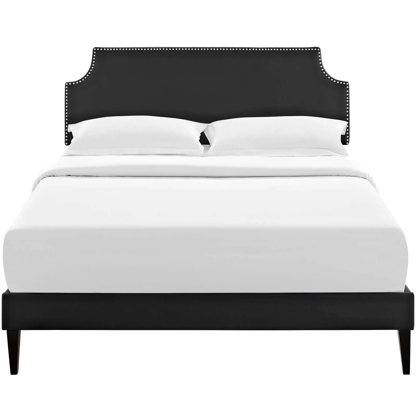 Corene Vinyl Platform Bed with Squared Tapered Legs