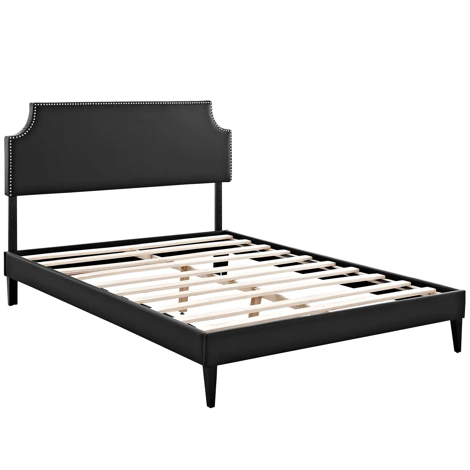 Corene Vinyl Platform Bed with Squared Tapered Legs