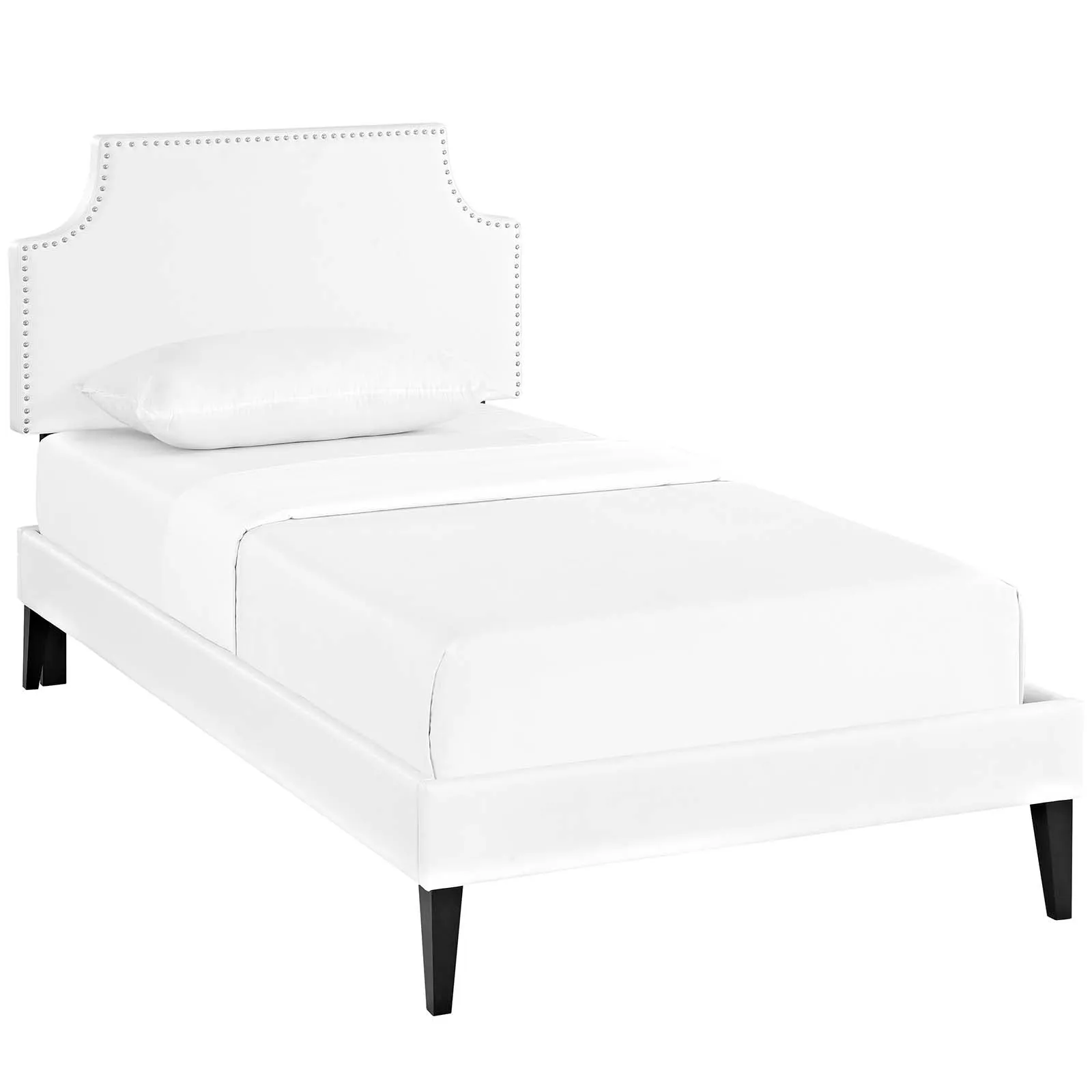 Corene Vinyl Platform Bed with Squared Tapered Legs