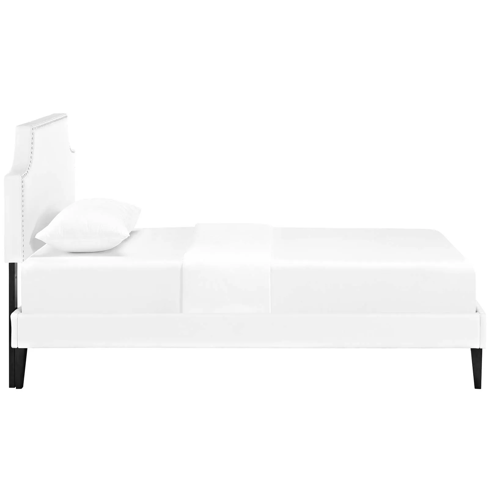 Corene Vinyl Platform Bed with Squared Tapered Legs