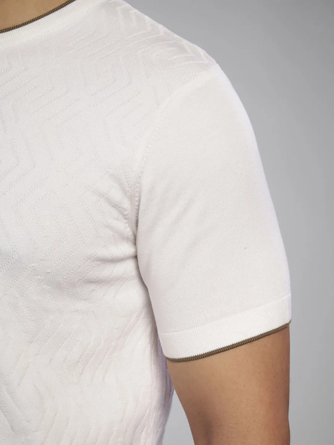 Crew Neck Pure Cotton White T-Shirt - Maze