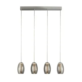 Cyclone 4 Light LED Bar Pendant - Smoked Glass Shades