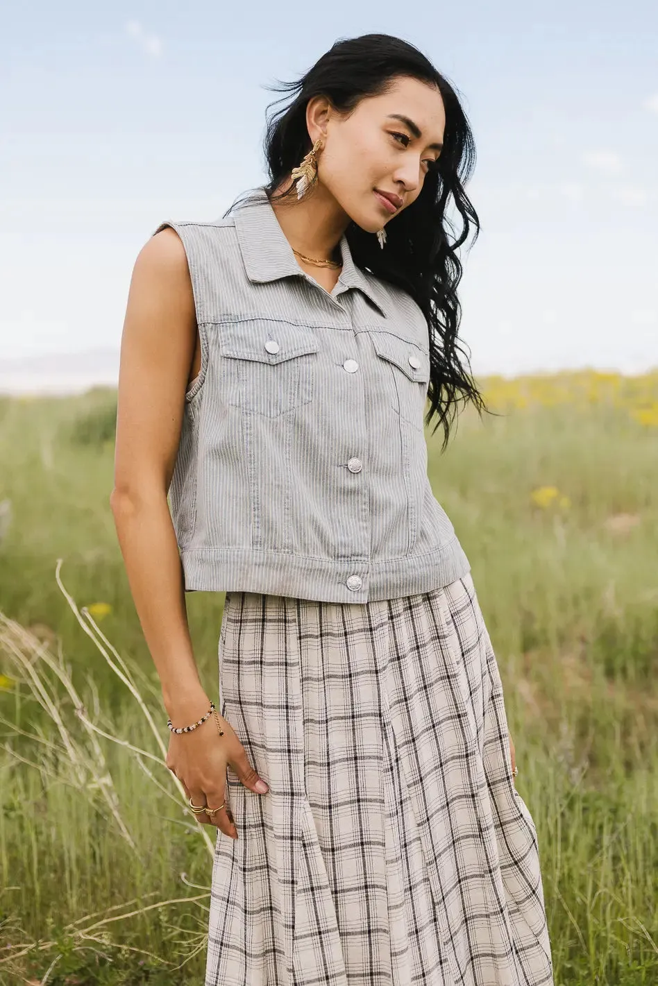 Daphne Striped Denim Vest