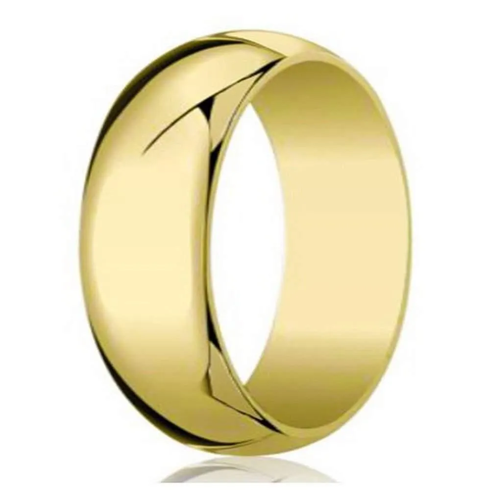 Designer Wedding Ring For Men in 14K Yellow Gold, Domed, 8mm