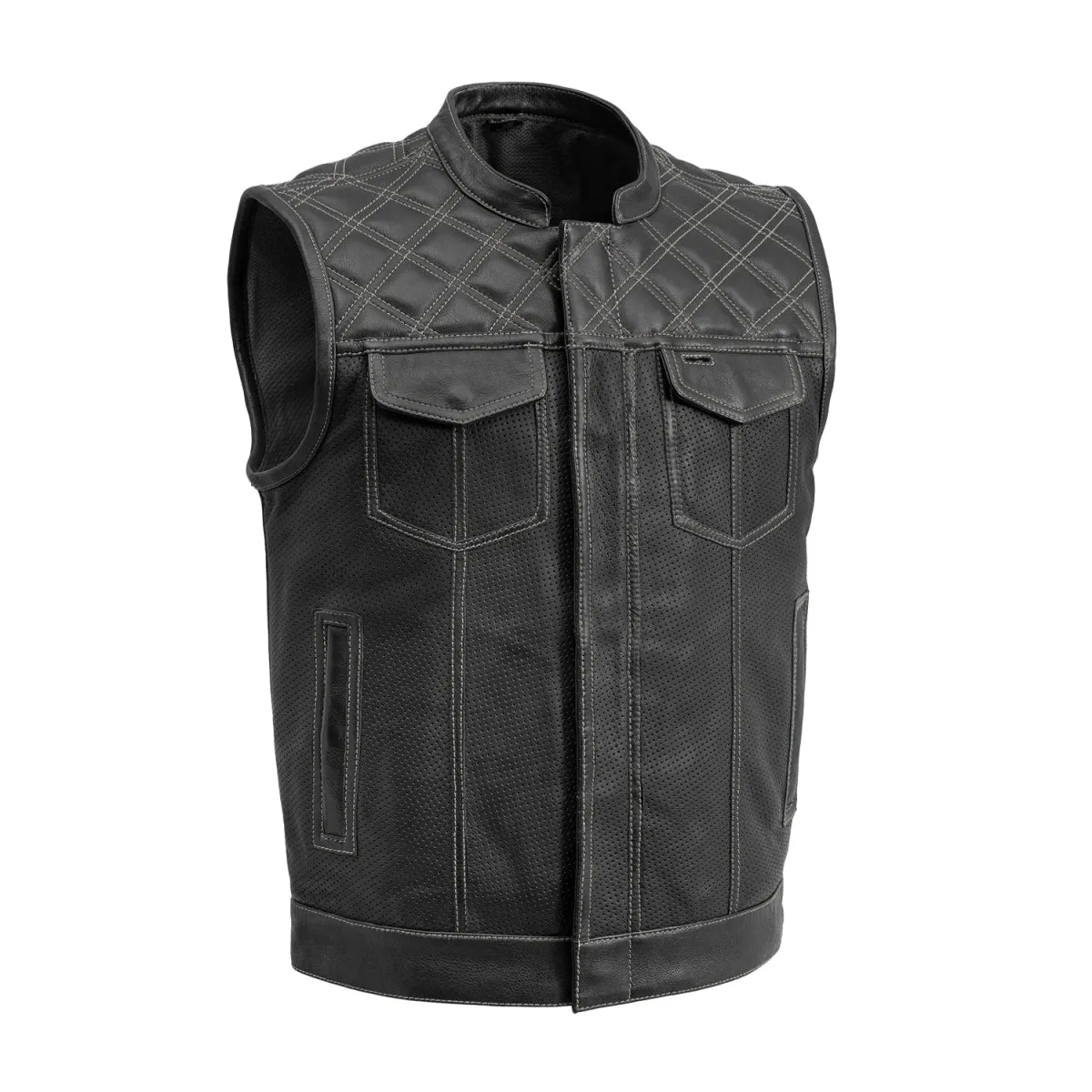 Downside Perforated Men's Motorcycle Leather Vest