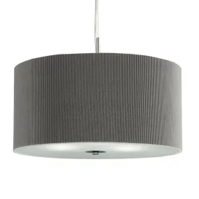 Drum Pleat 3 Light Silver Ceiling Pendant - 60cm Searchlight