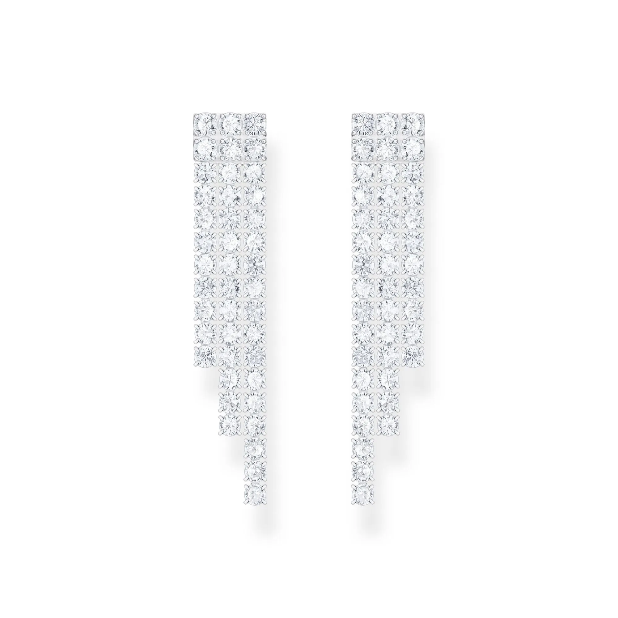 Earrings in waterfall design with white zirconia