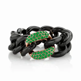 EMERALD & BLACK CERAMIC MEDIUM LINK RING